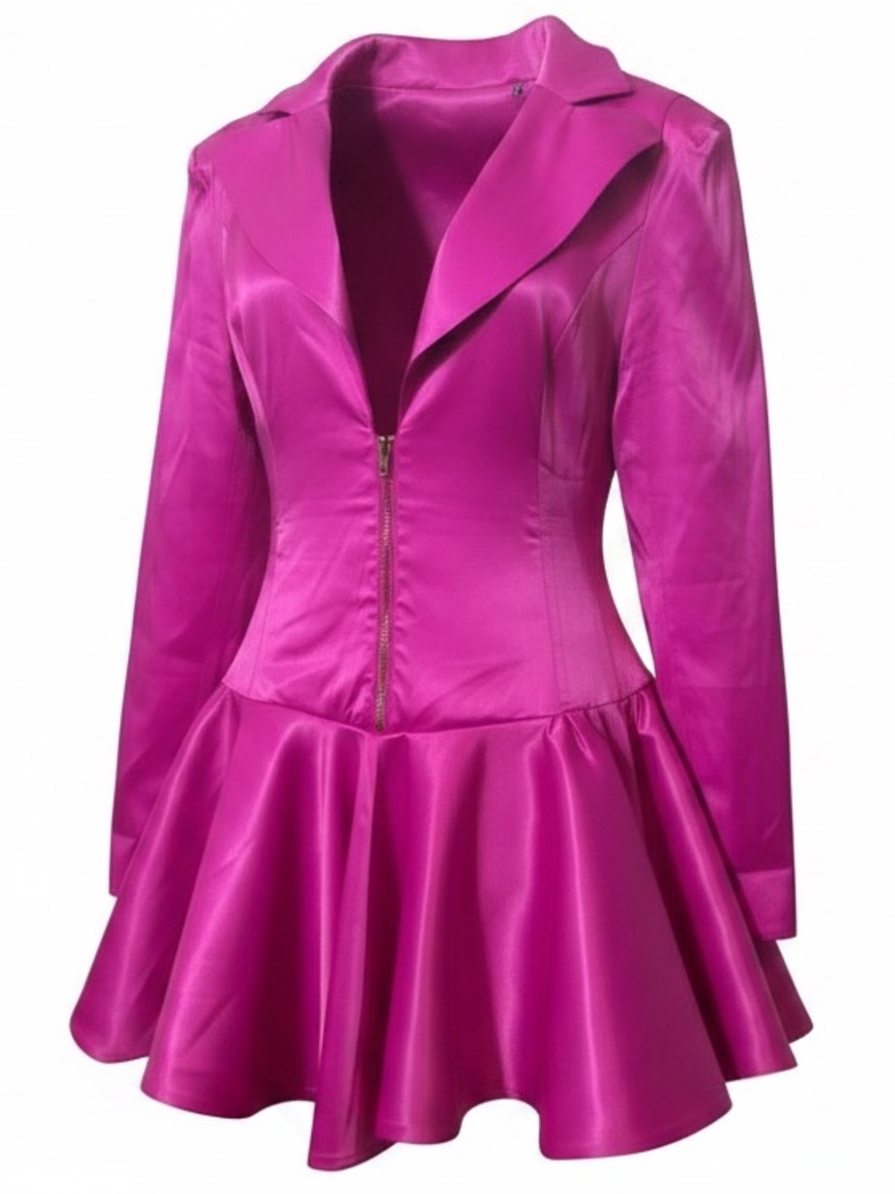 Women's Fuchsia Fit-and-Flare Barbie Dress  Blazer with Front Zip